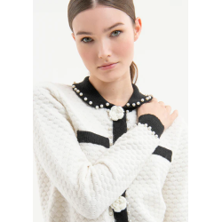 KNITTED CARDIGAN CREAMBLACK