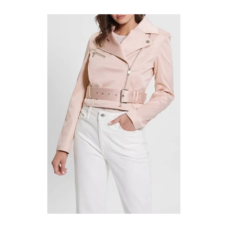 LUNA BELTED CROPPED BIKER