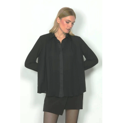 CAMICIA ELISABETHS M/L PLISSE' CON CONTRASTI RASO