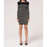 KNITTED STRIPED MINI DRESS BLACKWHI