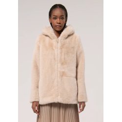 HOODIE SHORT FAKE FUR SAND