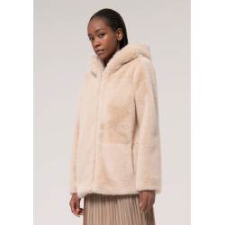 HOODIE SHORT FAKE FUR SAND