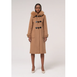 LONG MONGOMERY COAT WITH FAKE FUR C