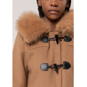 LONG MONGOMERY COAT WITH FAKE FUR C