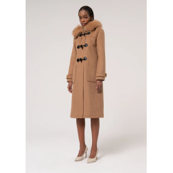 LONG MONGOMERY COAT WITH FAKE FUR C